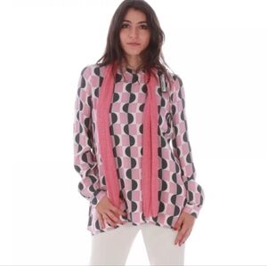 Made in Italy Maliparmi shirt round ground print back button down Large